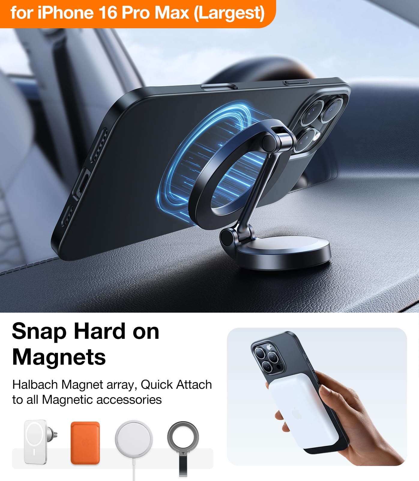 TORRAS Magnetic Slim-Fit for iPhone 16 Pro Max Case 6.9 inch, Ultra-Thin 16 ProMax Phone Case Compatible with MagSafe, Light Anti-Scratch Matte Hard PC Bayer OriginFit, Black - Image 5