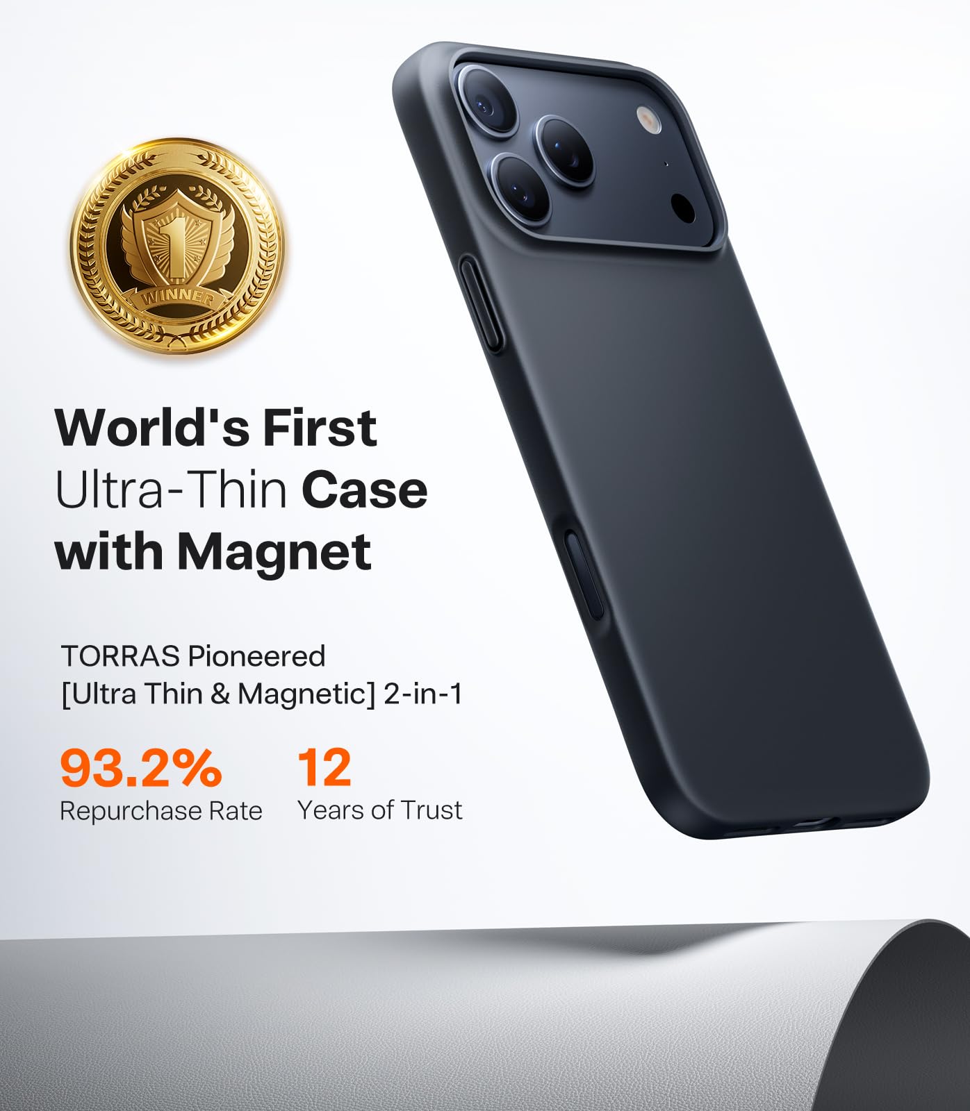 TORRAS Magnetic Slim-Fit for iPhone 17 PRO MAX Case, Ultra-Thin 17 ProMax Phone Case Compatible with MagSafe, Light Anti-Scratch Matte Hard PC Bayer 6.9 inch OriginFit, Matte Black - Image 3