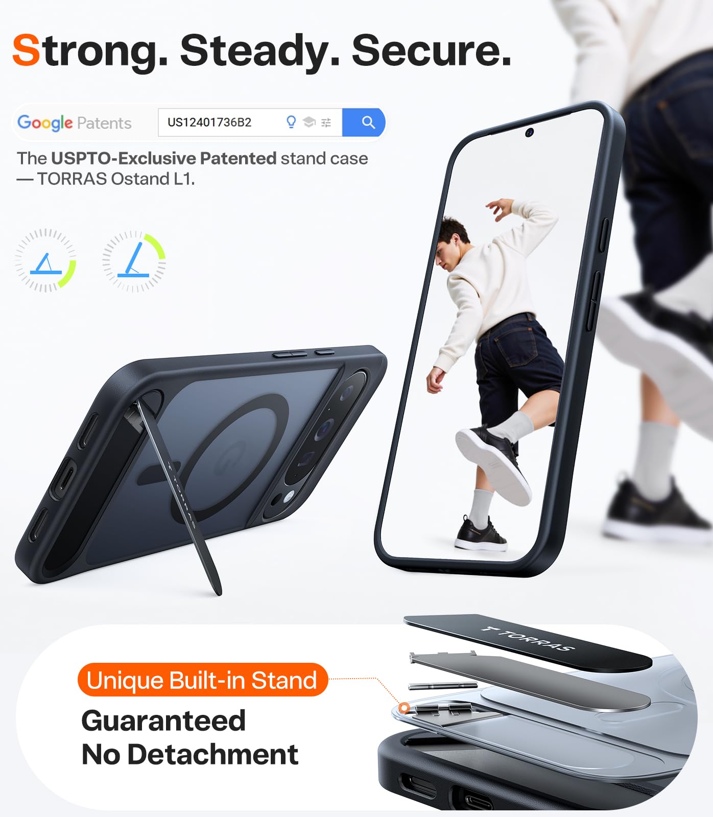 TORRAS Magnetic & Stand for Google Pixel 10 Pro XL Case, Fit for MagSafe & Pixelsnap, Military Grade Drop Protection, Slim for Pixel 10 Pro XL Phone Case with Sturdy Kickstand, Translucent Matte Black - Image 3