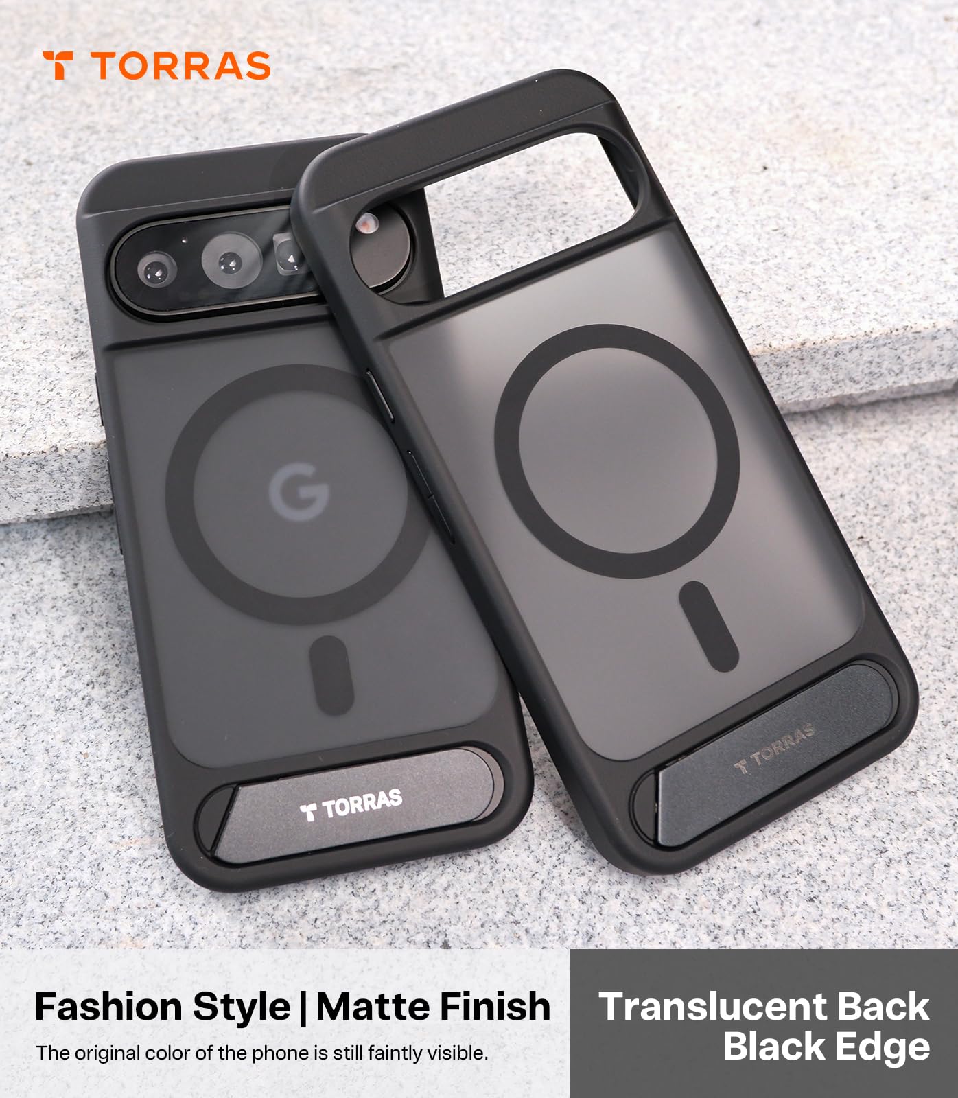 TORRAS Magnetic & Stand for Google Pixel 10 Pro XL Case, Fit for MagSafe & Pixelsnap, Military Grade Drop Protection, Slim for Pixel 10 Pro XL Phone Case with Sturdy Kickstand, Translucent Matte Black - Image 8