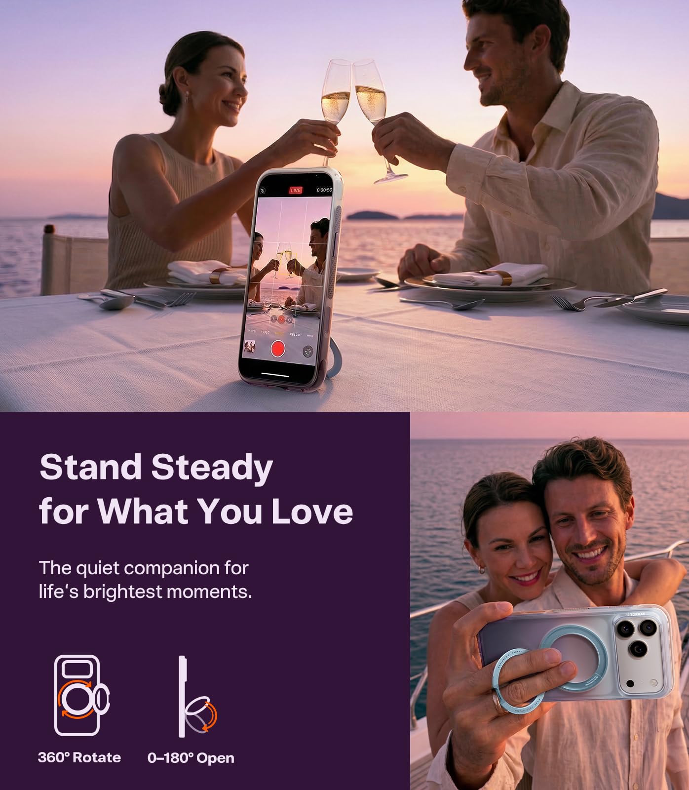 TORRAS O3 Air for iPhone 17 Pro Max Case with 360 Magnetic Stand, [Fit for MagSafe] [Military-Grade Protection] Slim Case for iPhone 17 Pro Max, 6.9", Dusk Haze Purple - Image 5