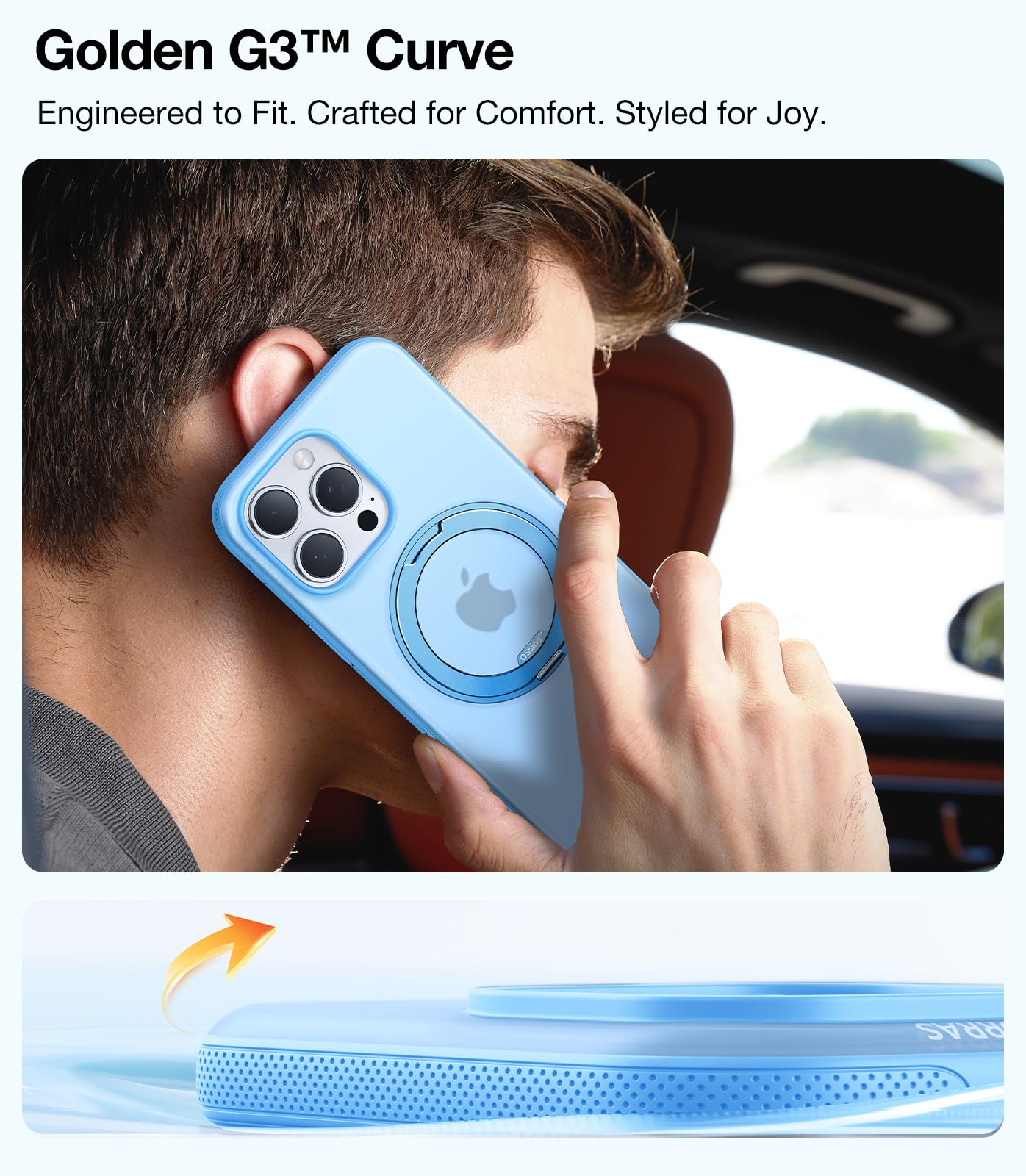 TORRAS O3 Fitness for iPhone 16 Pro Case Magnetic Stand, Fit for MagSafe, 360 Rotatable Stable Stand, Camera Control Button, Military-Grade Shockproof, Slim & Sleek, Coastal Blue Translucent - Image 6