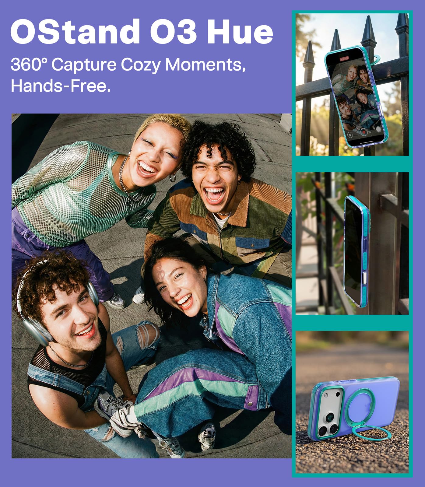 TORRAS O3 Hue for iPhone 17 Pro Case,4X Military-Grade Air Drop Protection with Shockproof Airbag Bumper,360 Strong Magnetic Stand Compatible with MagSafe,Colorblock Aesthetic 6.3 inch,Indigo Blue - Image 3