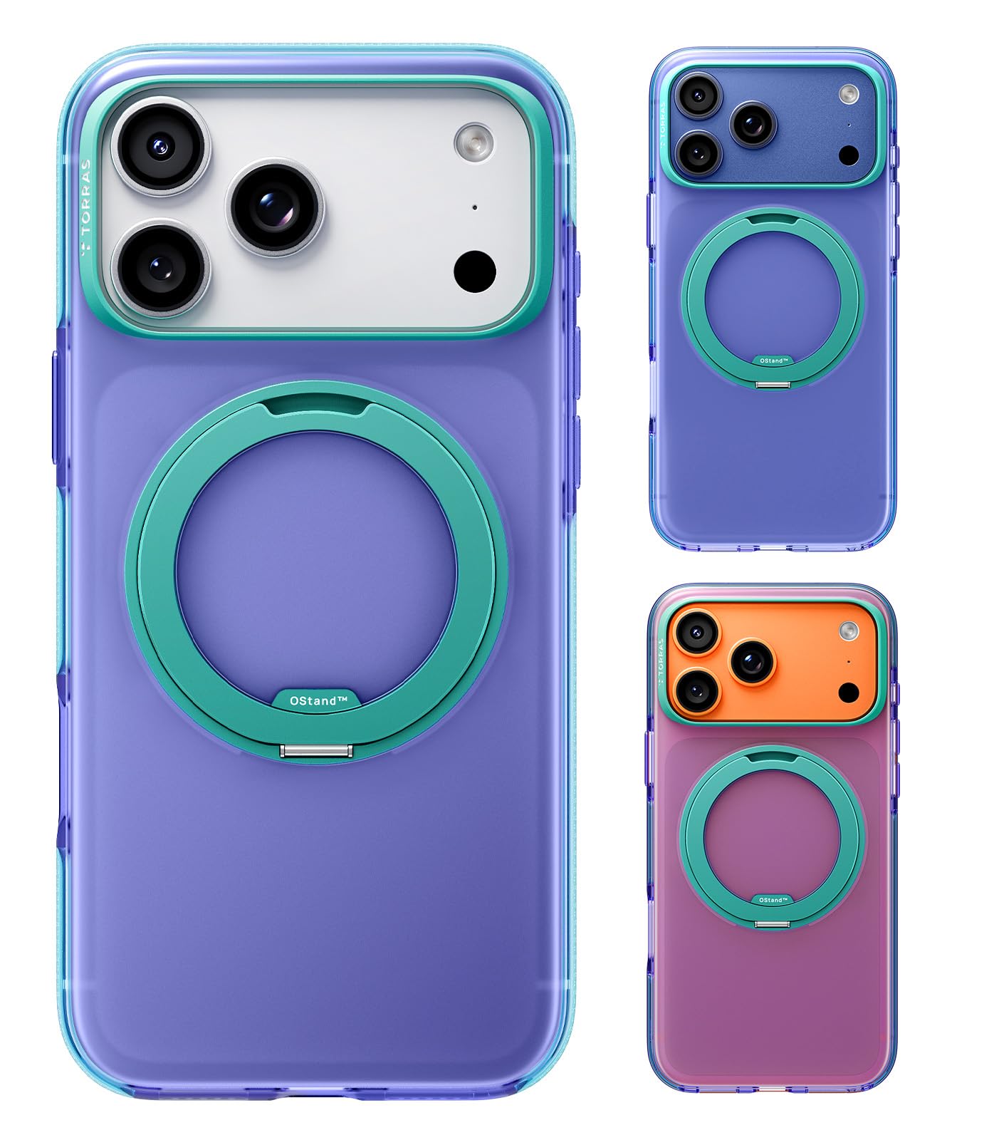 TORRAS O3 Hue for iPhone 17 Pro Case,4X Military-Grade Air Drop Protection with Shockproof Airbag Bumper,360 Strong Magnetic Stand Compatible with MagSafe,Colorblock Aesthetic 6.3 inch,Indigo Blue - Image 8