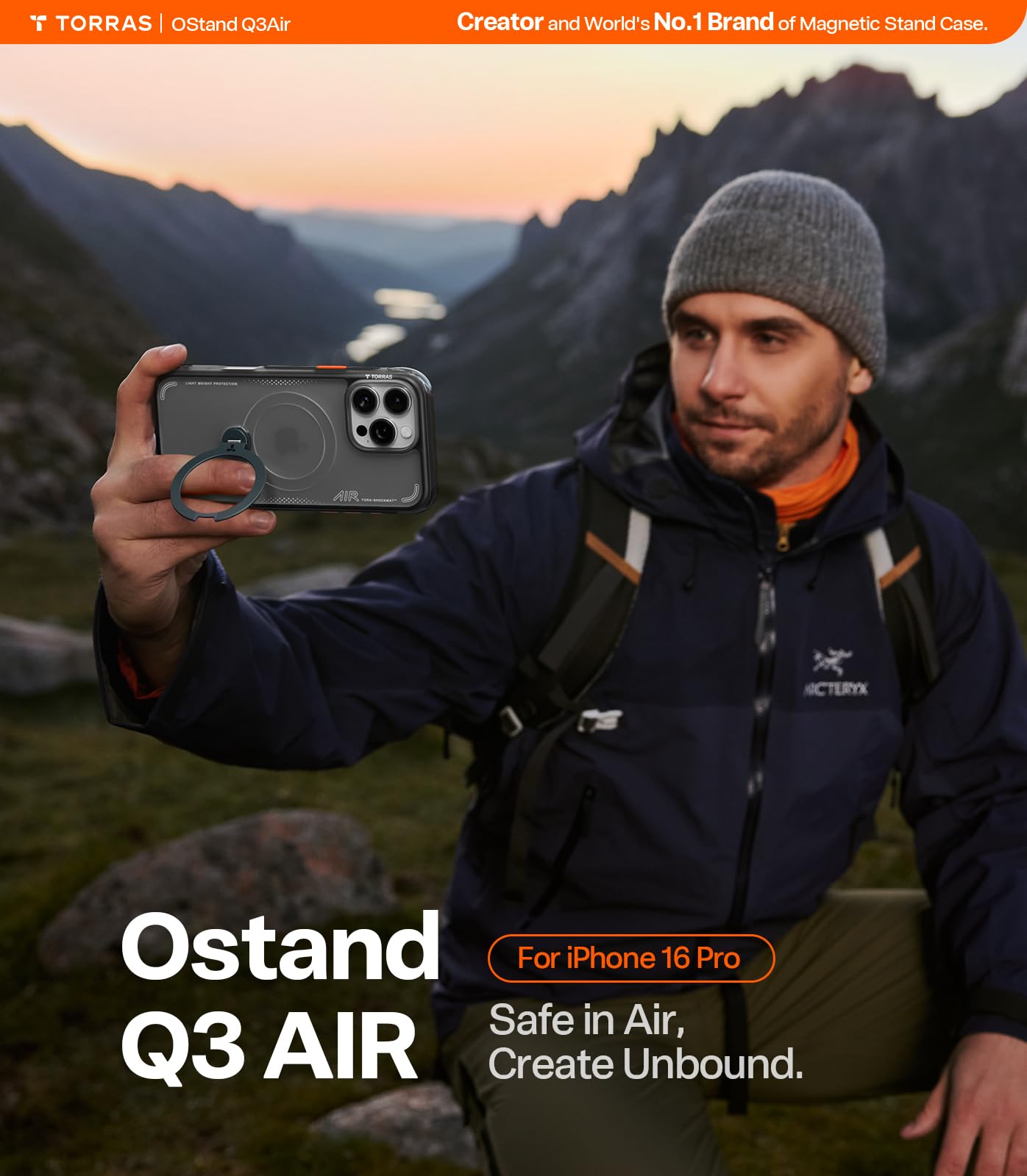 TORRAS Ostand Q3 Air for iPhone 16 Pro Case 6.3'' with Real Airbags, Fit for MagSafe, 360 Magnetic Stand, Camera Control Button, Mil-Grade Protection, Shockproof & Stylish Case for iPhone 16 Pro,Black - Image 8