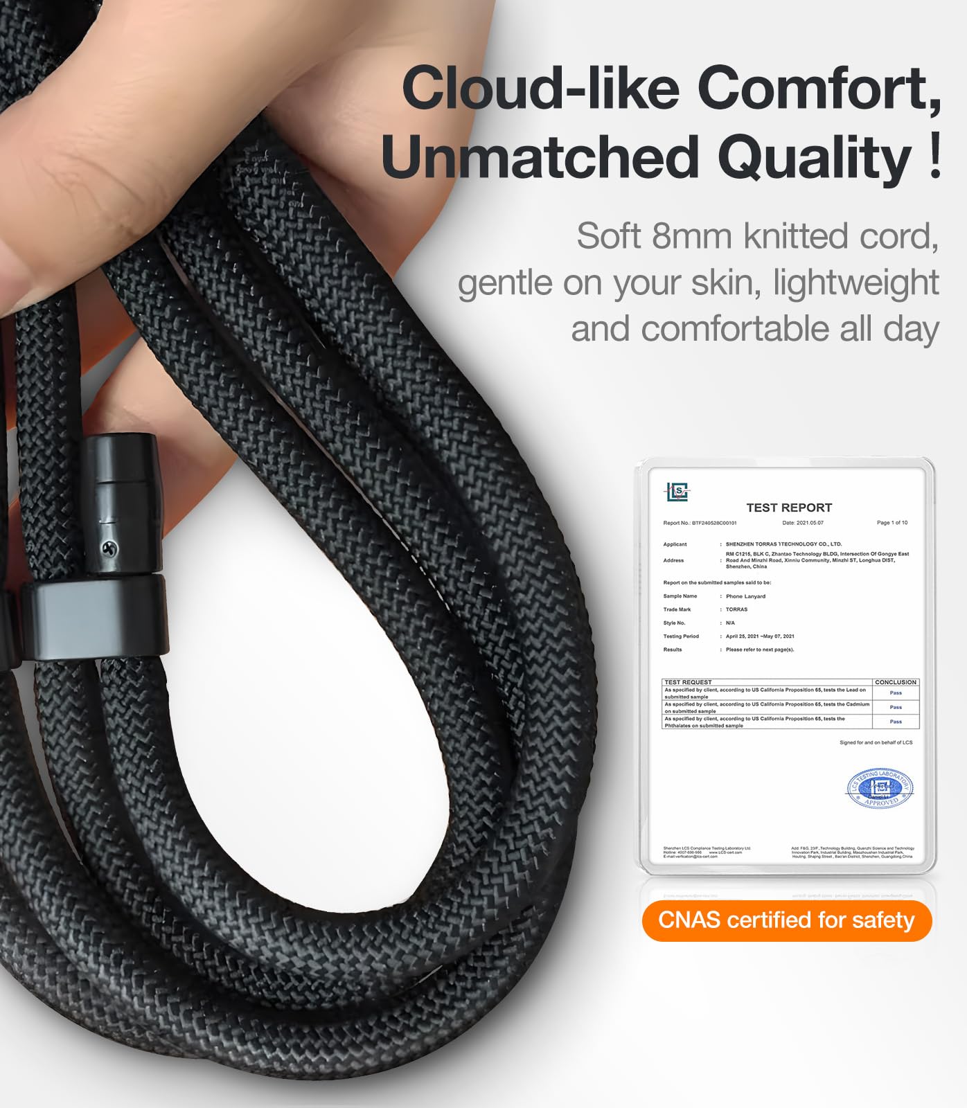 TORRAS Phone Lanyard Crossbody with 2 Phone Tabs, Adjustable Anti Theft Phone Strap for All Phones, Premium Metal Buckles, Skin-Friendly, Universal Cell Phone Neck lanyard for Travel Essentials, Black - Image 4