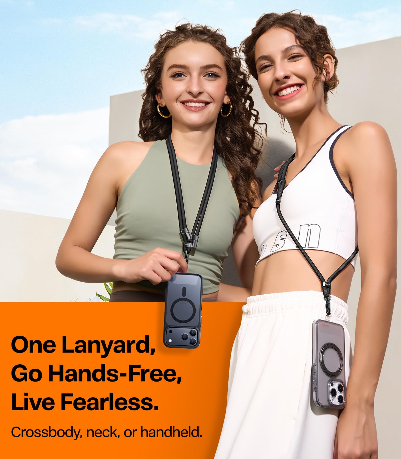 TORRAS Phone Lanyard Crossbody with 2 Phone Tabs, Adjustable Anti Theft Phone Strap for All Phones, Premium Metal Buckles, Skin-Friendly, Universal Cell Phone Neck lanyard for Travel Essentials, Black - Image 6