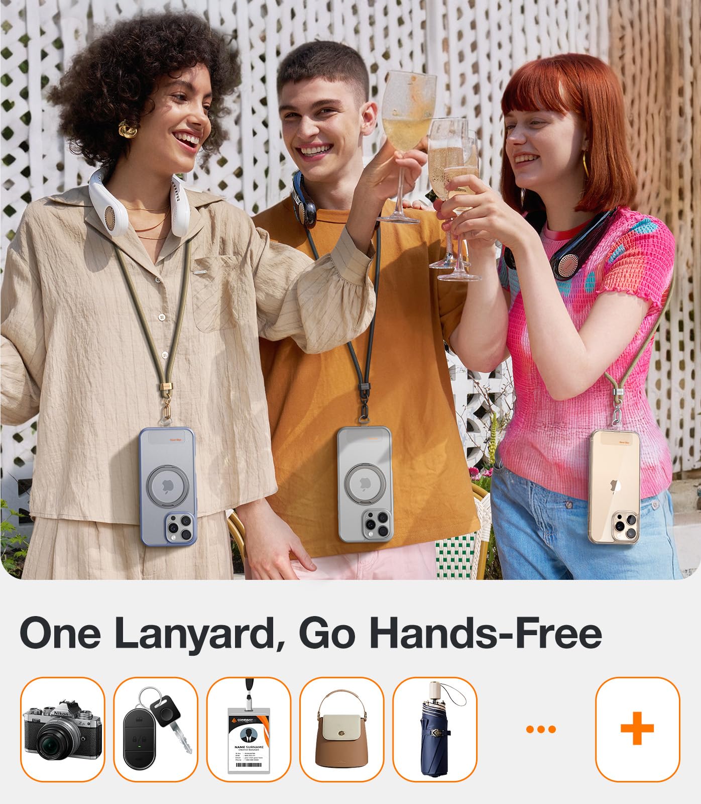 TORRAS Phone Lanyard Crossbody with 2 Phone Tabs, Adjustable Anti Theft Phone Strap for All Phones, Premium Metal Buckles, Skin-Friendly, Universal Cell Phone Neck lanyard for Travel Essentials, Black - Image 7