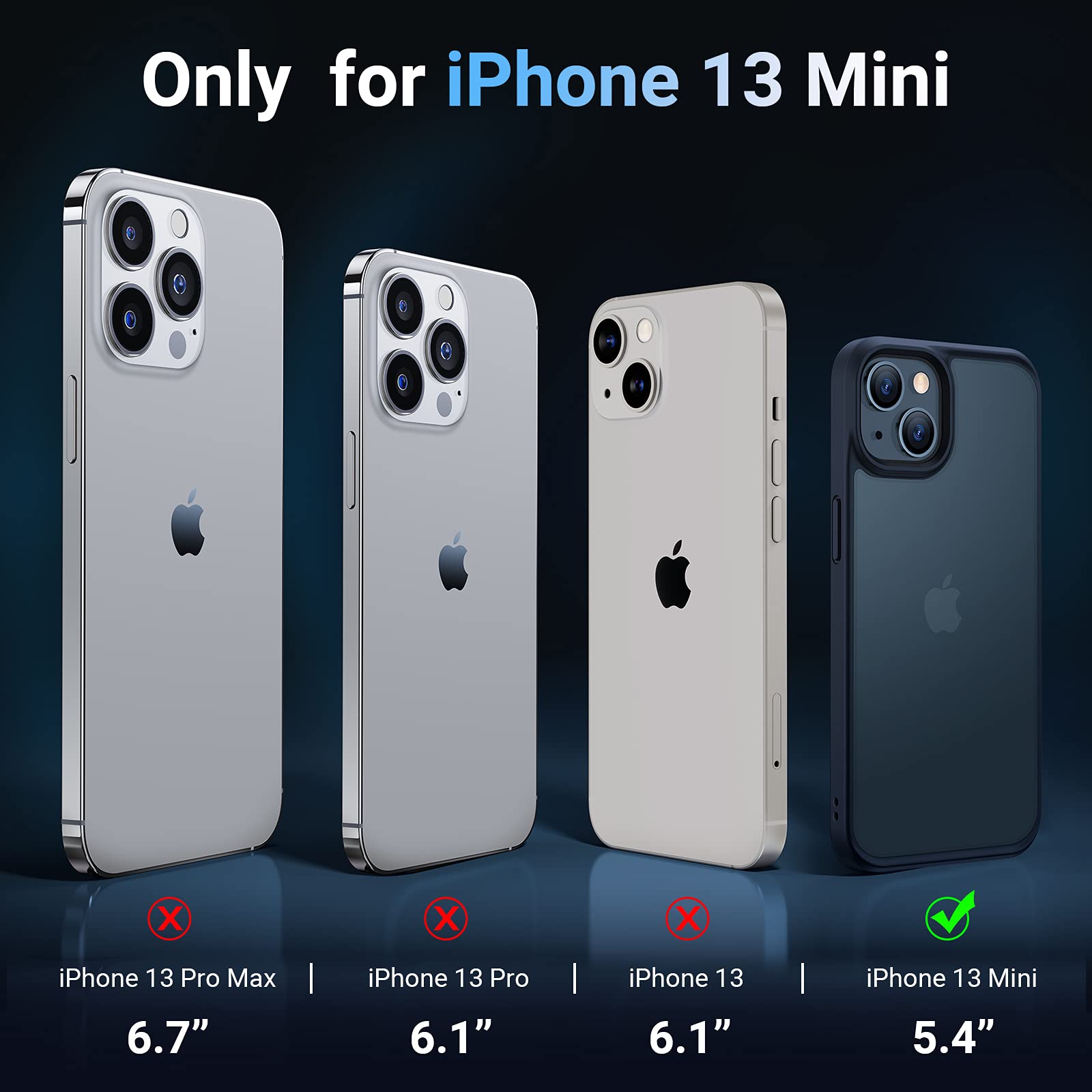 TORRAS Shockproof Designed for iPhone 13 Mini Case, 10 FT Military Drop Protection Translucent Hard PC Back with Soft Edge Protective Slim 13 Mini Phone case, Matte Black - Image 7