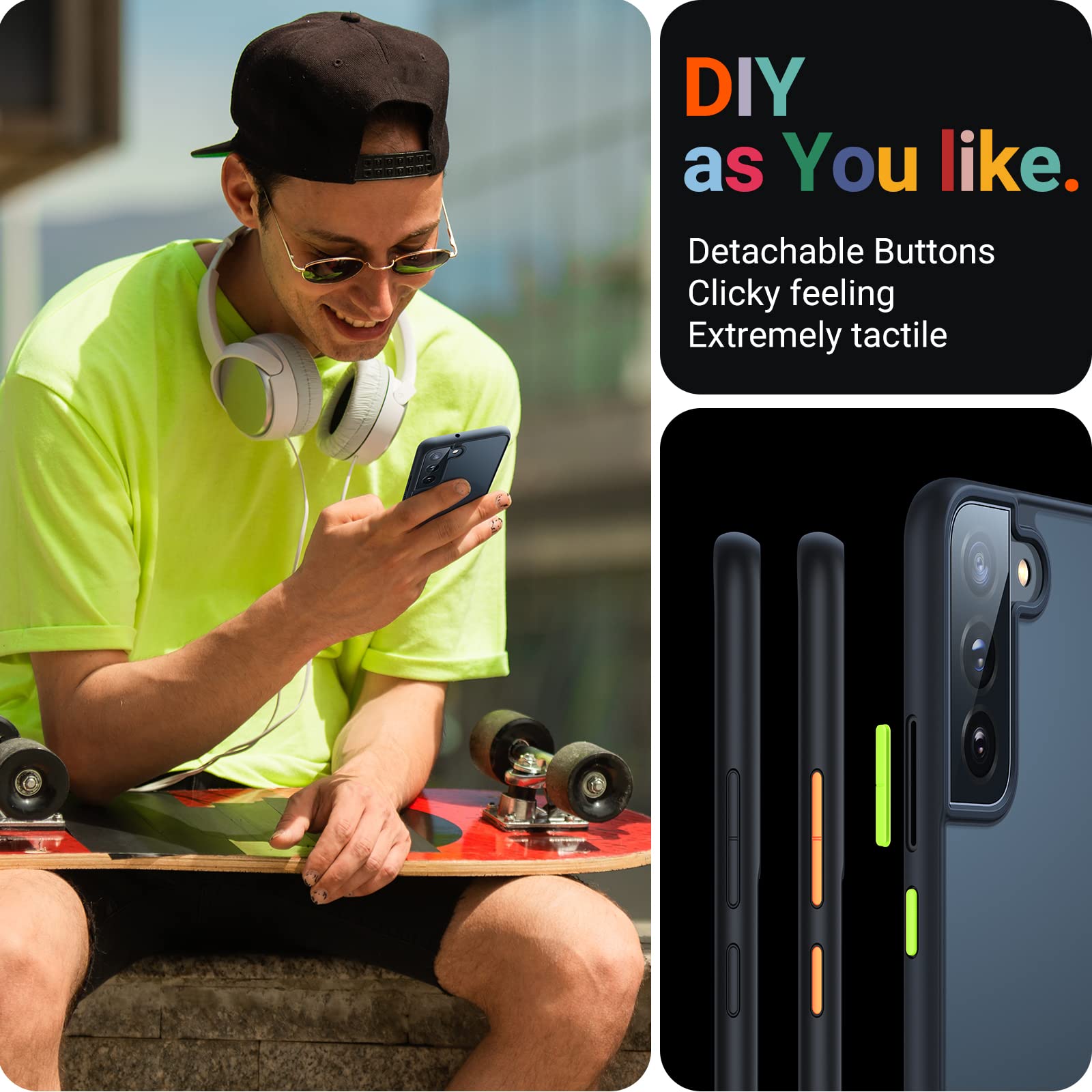 TORRAS Shockproof Galaxy S22 Case, [Military Grade Drop Tested] Translucent Matte Hard Back & Soft Edge Slim Protective for Samsung S22 Case Guardian Series, Black - Image 5