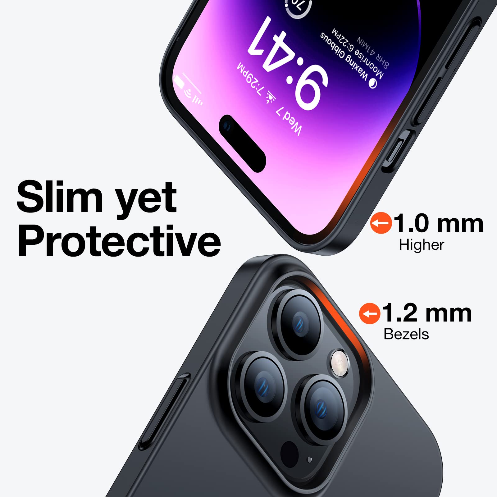 TORRAS Slim Fit Designed for iPhone 14 Pro Max Case 6.7 inch, Ultra-Thin 14 Pro Max Case 2022, Lightweight Hard PC Cover Phone Cases, Black, OriginFit | 6.7 inch, Ultra-Thin, 14 Pro Max Case, 2022, Lightweight, Hard PC Cover - Image 3