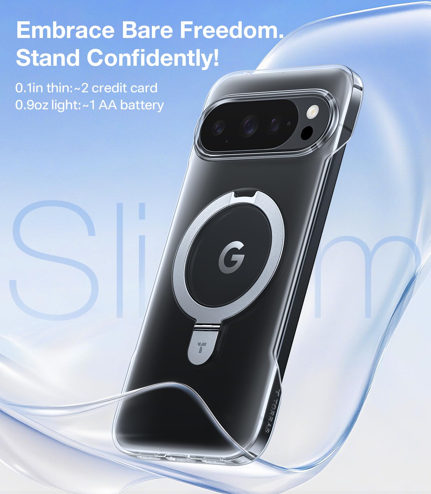 TORRAS Slim for Google Pixel 10 Pro XL Case Clear, Fit for MagSafe, Open Edge Frame, Phone Case for Pixel 10 Pro XL with Stand, Ultra Thin Minimalist, Never Yellowing, Shockproof Corner Cover, Clear - Image 3