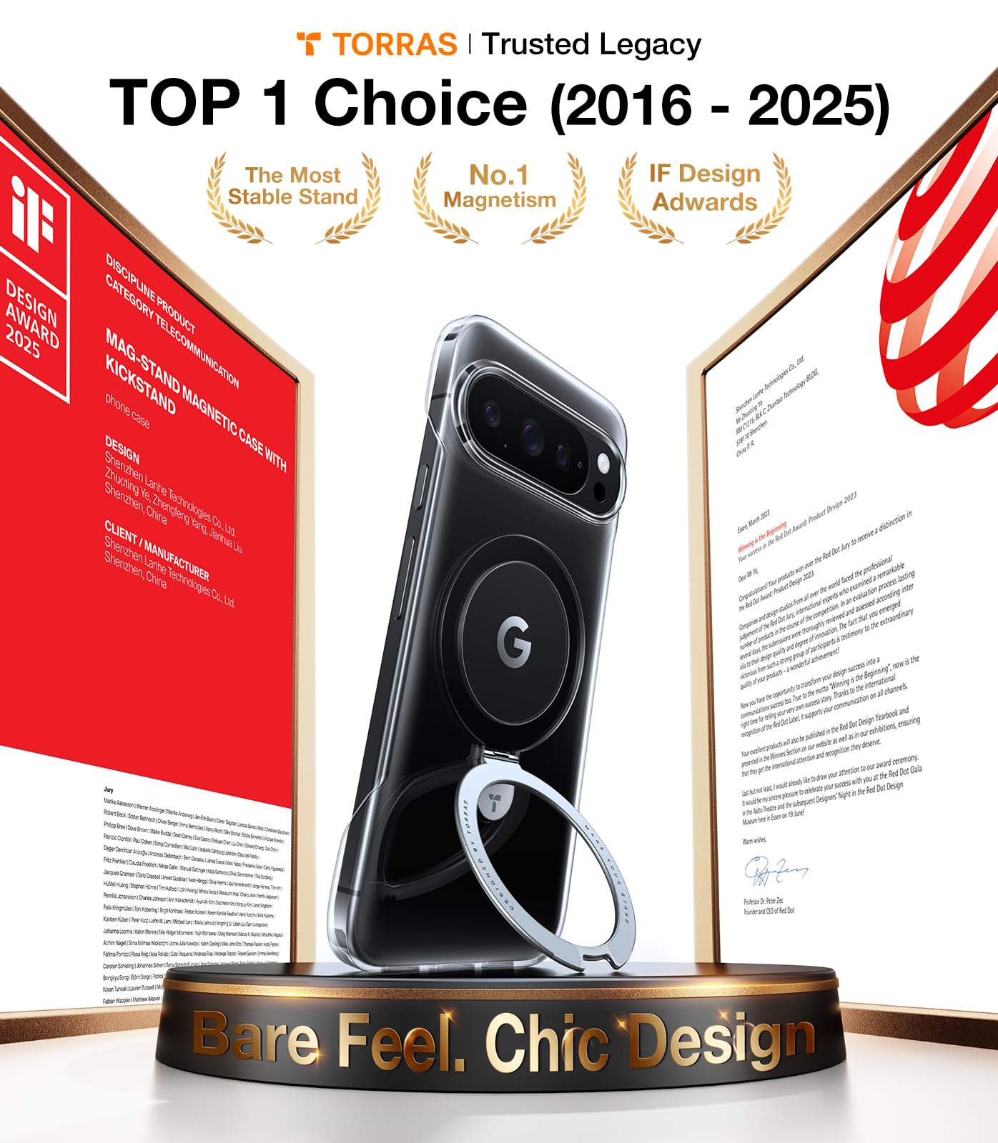 TORRAS Slim for Google Pixel 10 Pro XL Case Clear, Fit for MagSafe, Open Edge Frame, Phone Case for Pixel 10 Pro XL with Stand, Ultra Thin Minimalist, Never Yellowing, Shockproof Corner Cover, Clear - Image 8