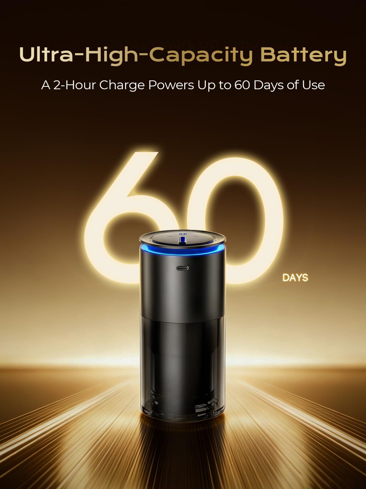 TORRAS Smart Car Air Freshener, Ultrasonic Mist, Blue Light Enhanced Fountain Nozzle, Automatic On/Off, Adjustable Fragrance, Rechargeable Battery, Ambient Light, Premium Cologne Scent - Image 5