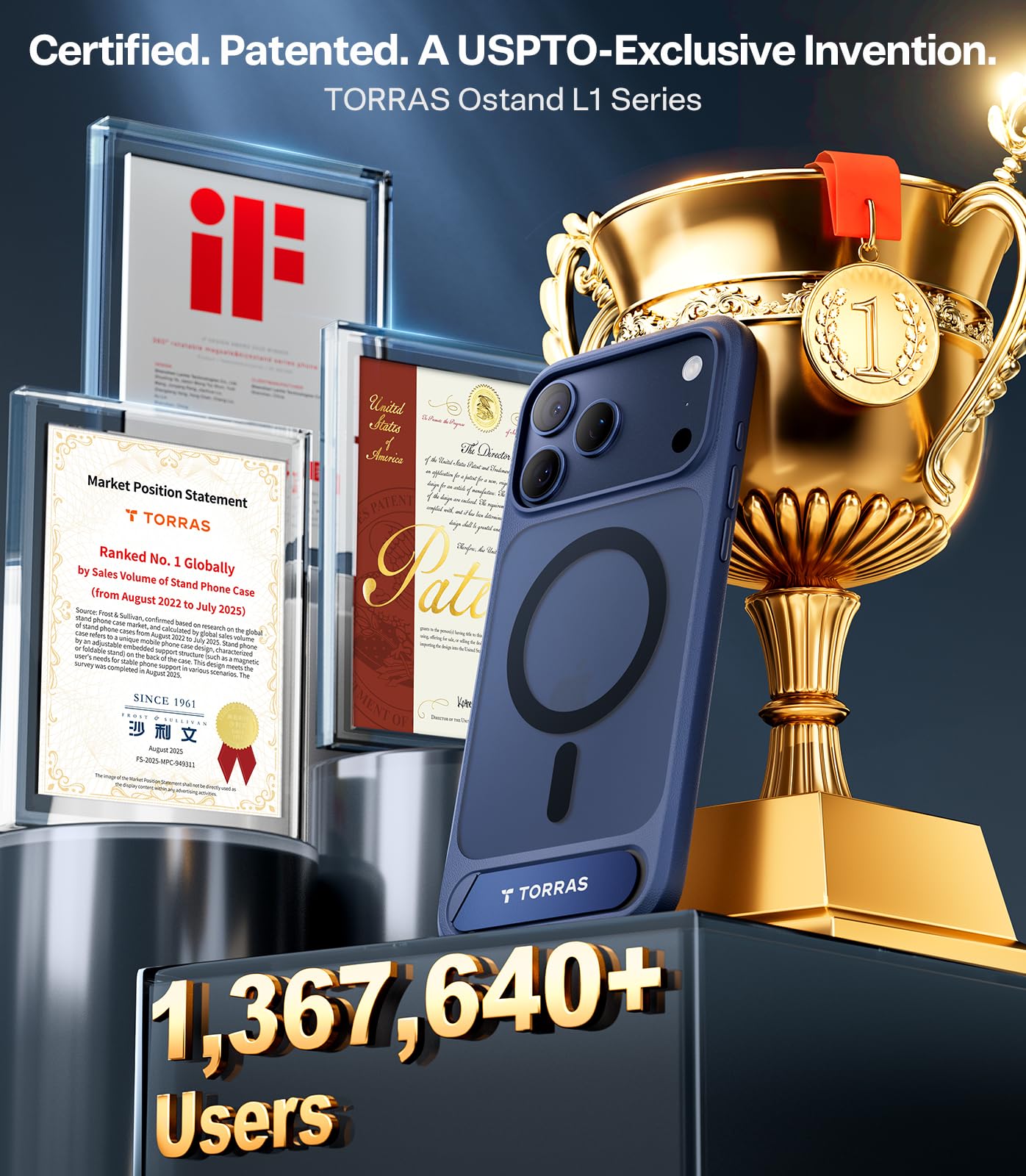 TORRAS Strong Magnetic & Seamless Stand for iPhone 17 Pro Max Case, Fit for MagSafe, Military Grade Drop Protection, Invisible Adjustable Kickstand, Camera Control Button, Translucent Matte Deep Blue - Image 9