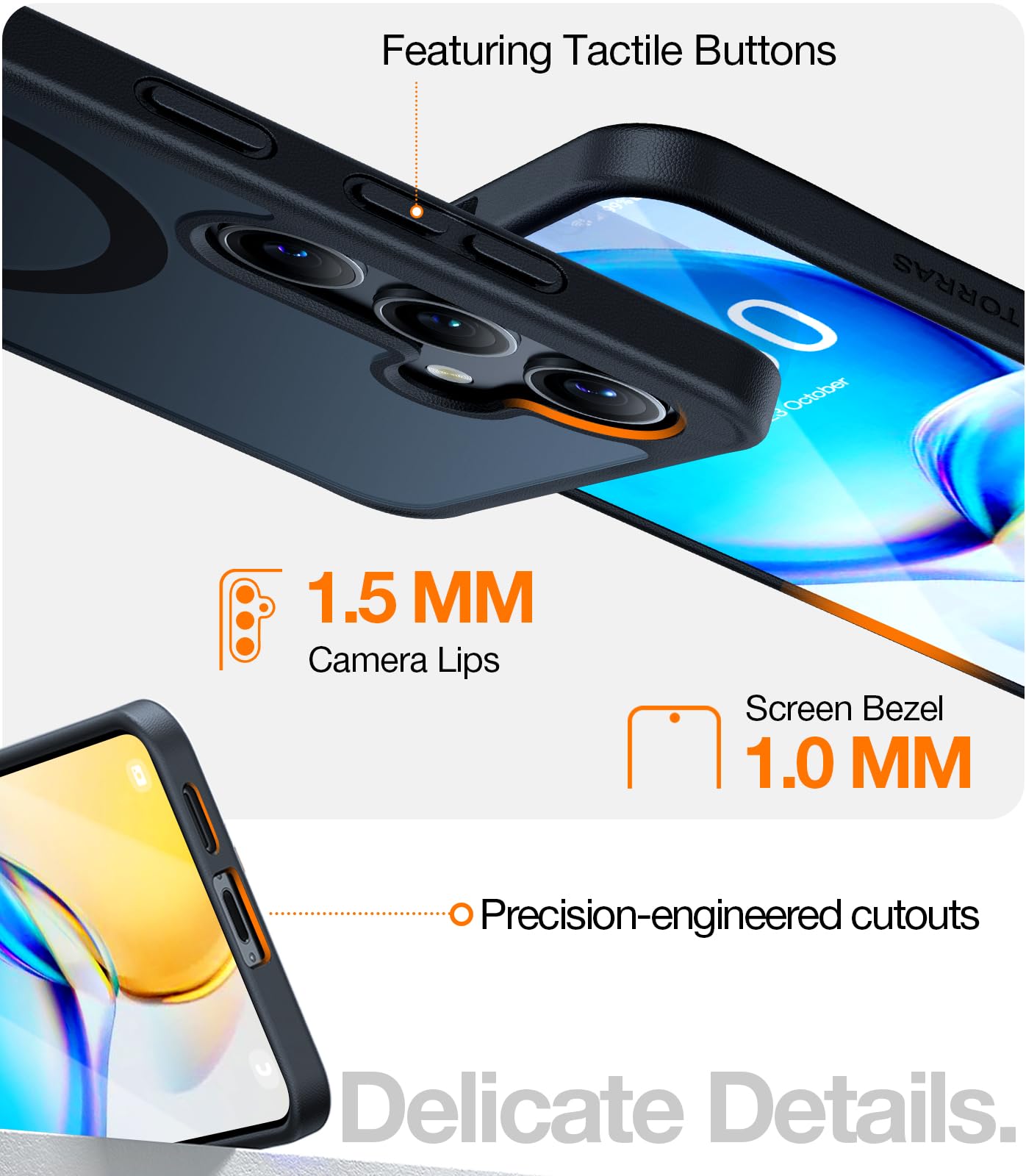 TORRAS Strong Magnetic & Seamless Stand for Samsung Galaxy S24 Case for MagSafe, 12FT Mil-Grade Drop Protection, Adjustable Kickstand for Samsung Galaxy S24 Case, Translucent Back/Black Edge - Image 5