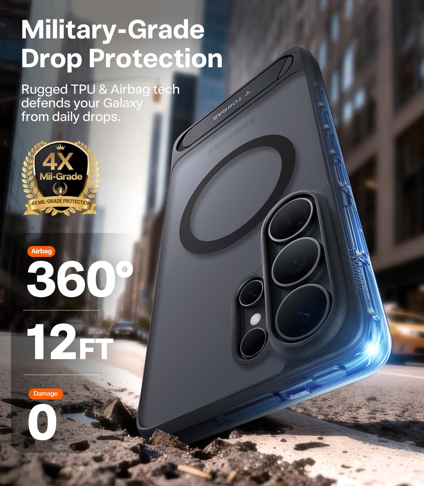 TORRAS Strong Magnetic & Seamless Stand for Samsung Galaxy S26 Ultra Case, Fit for MagSafe, Mil-Grade Drop Protection, Kickstand for Samsung Galaxy S26 Ultra Case, Translucent Back/Black Edge - Image 5