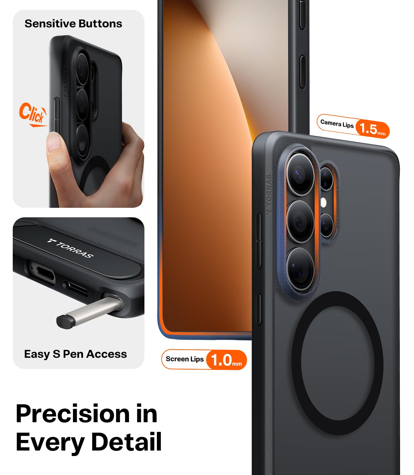 TORRAS Strong Magnetic & Seamless Stand for Samsung Galaxy S26 Ultra Case, Fit for MagSafe, Mil-Grade Drop Protection, Kickstand for Samsung Galaxy S26 Ultra Case, Translucent Back/Black Edge - Image 6