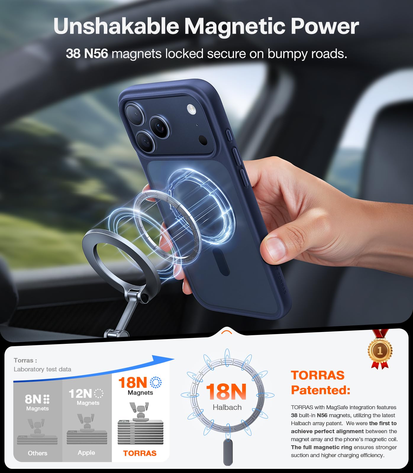 TORRAS Stronger Magnetic & Shockproof for iPhone 17 Pro Max Case, Fit for MagSafe, Mil-Grade Drop Protection, Camera Control, DIY Button, Slim for iPhone 17 Pro Max Phone Case Translucent Deep Blue - Image 3