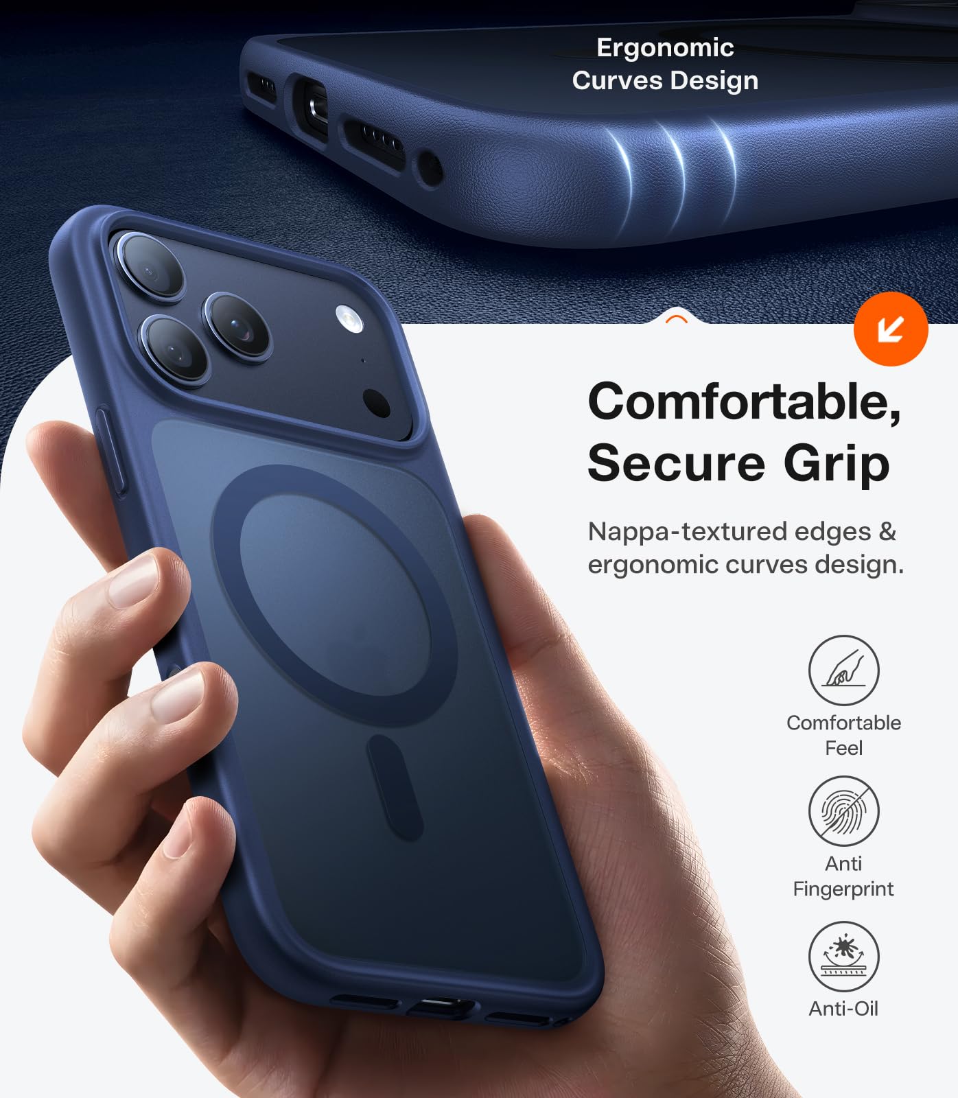 TORRAS Stronger Magnetic & Shockproof for iPhone 17 Pro Max Case, Fit for MagSafe, Mil-Grade Drop Protection, Camera Control, DIY Button, Slim for iPhone 17 Pro Max Phone Case Translucent Deep Blue - Image 7