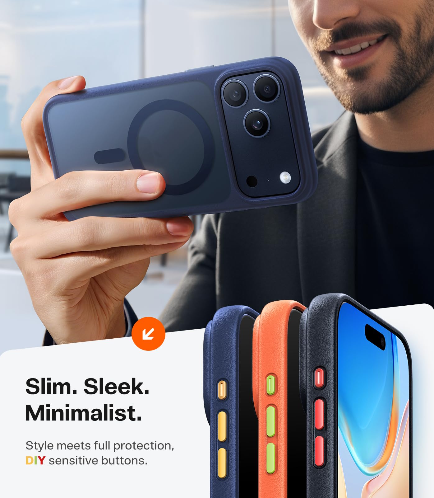 TORRAS Stronger Magnetic & Shockproof for iPhone 17 Pro Max Case, Fit for MagSafe, Mil-Grade Drop Protection, Camera Control, DIY Button, Slim for iPhone 17 Pro Max Phone Case Translucent Deep Blue - Image 8