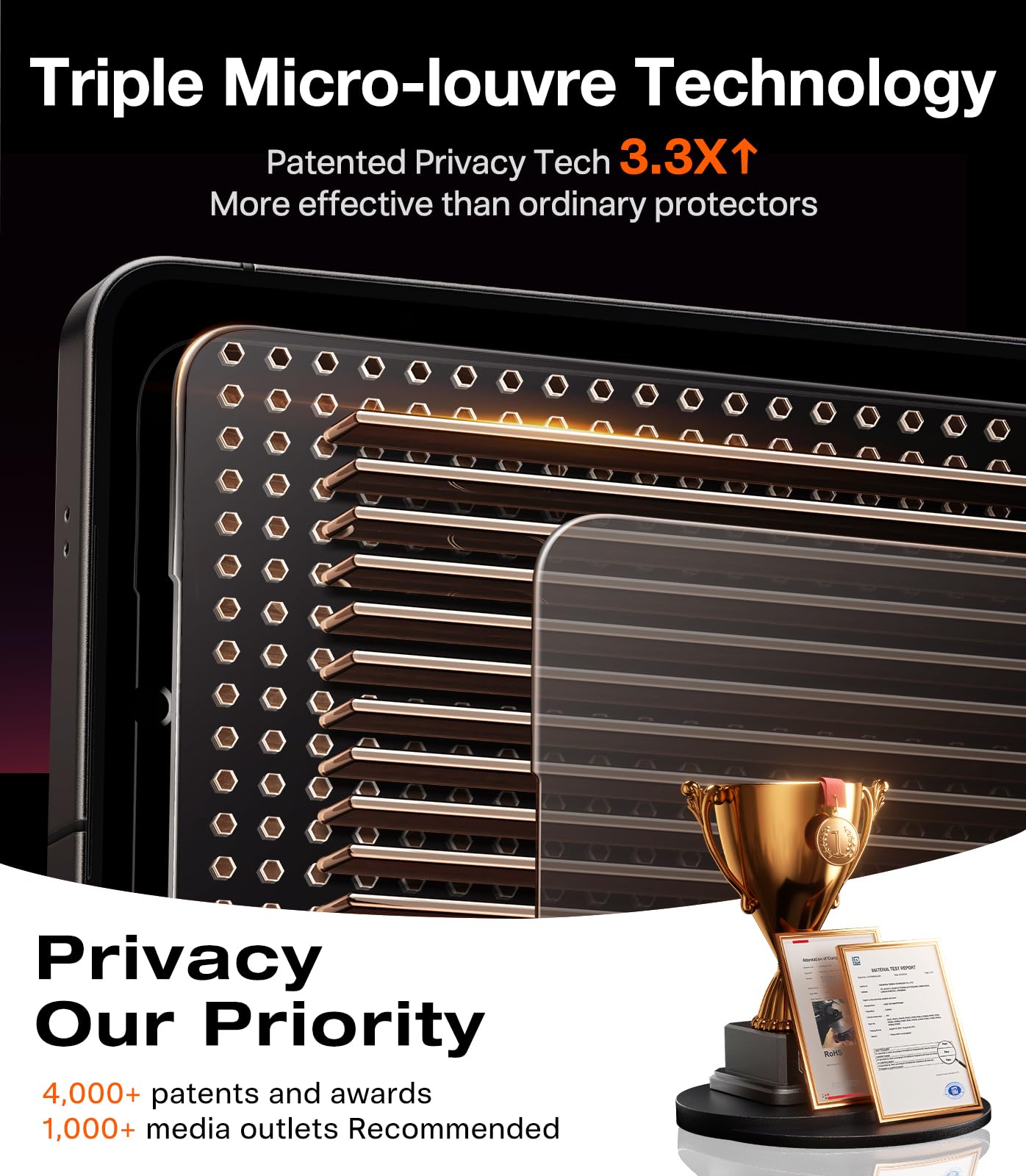 TORRAS Uncrackable for Samsung Galaxy S26 Ultra Privacy Screen Protector [Top 25° Anti Spy] [9H+ Aerospace Tempered Glass] 12Ft Military-Grade Shatterproof Screen Protector S 26 Ultra 6.9" 2-Pack - Image 4