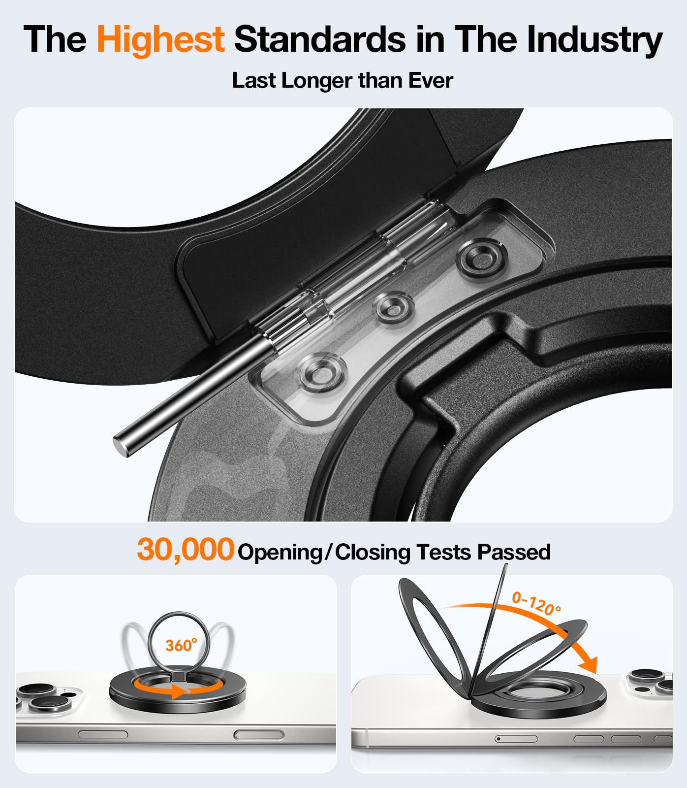 TORRAS Upgrade Gen2.0 (Dual-Ring) Fit for MagSafe Phone Grip Ring Holder, Kickstand Magnetic, Compatible with MagSafe Accessories for iPhone 16/15/14/13/12/11 Samsung, Google, Android, Matte Black - Image 5