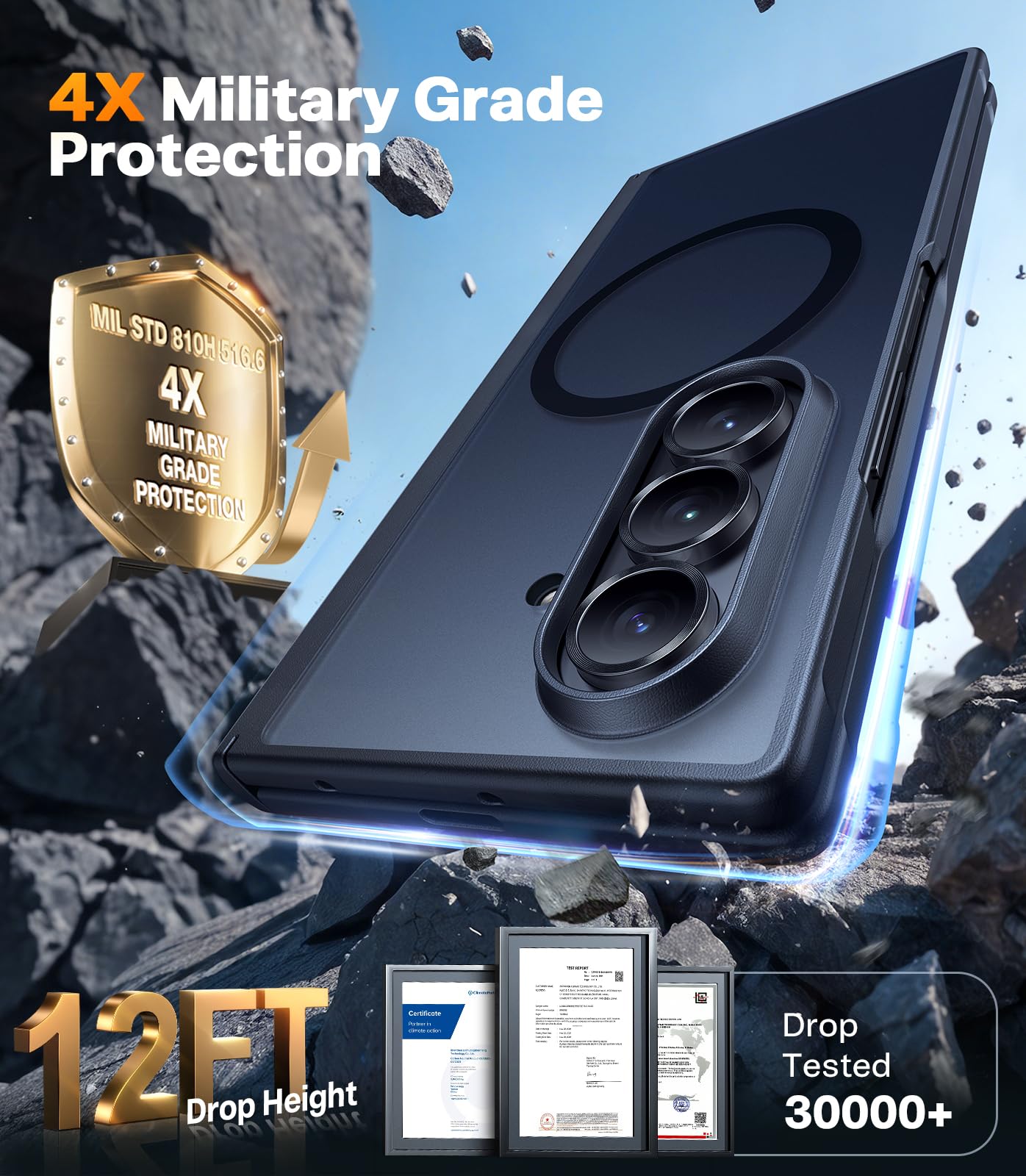 TORRAS Upgraded Magnetic Shockproof for Samsung Galaxy Z Fold 7 Case with Screen Protector, Fit for MagSafe, 4X Military Grade Hinge Protection, Translucent Slim Case for Samsung Z Fold 7, Black - Image 4