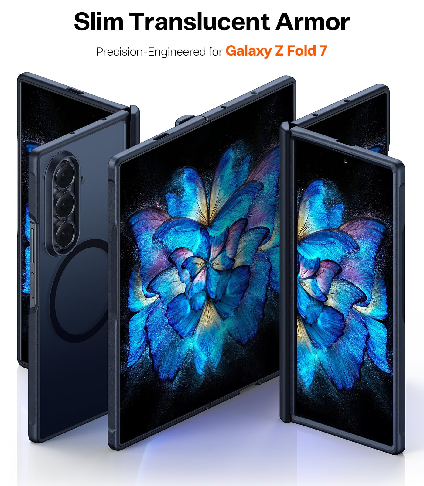 TORRAS Upgraded Magnetic Shockproof for Samsung Galaxy Z Fold 7 Case with Screen Protector, Fit for MagSafe, 4X Military Grade Hinge Protection, Translucent Slim Case for Samsung Z Fold 7, Black - Image 7